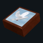Boîte À Souvenirs Colombe à trinket<br><div class="desc">Boîte à Trinket en bois de chêne doré avec imprimé colombe. Grande taille affichée. Customisez cet objet ou achetez tel quel. Image stock freepik.com</div>