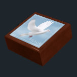 Boîte À Souvenirs Colombe à trinket<br><div class="desc">Boîte à Trinket en bois de chêne doré avec imprimé colombe. Grande taille affichée. Customisez cet objet ou achetez tel quel. Image stock freepik.com</div>