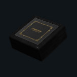 Boîte À Souvenirs Cuir vintage noir avec cadre vintage or<br><div class="desc">L'image en cuir vintage noir est accentuée d'un cadre vintage en or.</div>