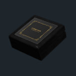 Boîte À Souvenirs Cuir vintage noir avec cadre vintage or<br><div class="desc">L'image en cuir vintage noir est accentuée d'un cadre vintage en or.</div>