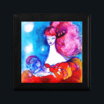 BOÎTE À SOUVENIRS DAME EN ROUGE<br><div class="desc">Design élégant,  coloré et dynamique.Peinture aquarelle en blanc,  rose,  fuchsia,  bleu,  couleur irisée avec feuille d'or sur toile.Cette carte cool et artistique est parfaite pour les créateurs de mode,  coiffeur,  coiffeurs,  couturiers,  couturiers,  créateurs,  maquilleurs,  cosmétiques,  particuliers,  consultants en armoires et autres professions créatives.</div>