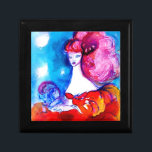 BOÎTE À SOUVENIRS DAME EN ROUGE<br><div class="desc">Design élégant,  coloré et dynamique.Peinture aquarelle en blanc,  rose,  fuchsia,  bleu,  couleur irisée avec feuille d'or sur toile.Cette carte cool et artistique est parfaite pour les créateurs de mode,  coiffeur,  coiffeurs,  couturiers,  couturiers,  créateurs,  maquilleurs,  cosmétiques,  particuliers,  consultants en armoires et autres professions créatives.</div>