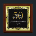 Boîte À Souvenirs Décoration romantique Gold encadrée 50e Mariage<br><div class="desc">Magnifique, glamour tendance, moderne, romantique et sophistiqué pour le 50e anniversaire du couple. Centenaire élégant et glamour. Avec une image arrière - plan glamour imprimé d'un joli arrière - plan dégradé de couleur or avec la même image pivotée sur le dessus pour donner un grand contraste. Une charpente décorative aux...</div>