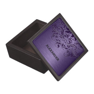 Boîte À Souvenirs Dentelle violette et texture métallique Imprimer