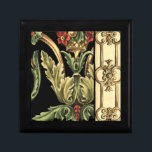 Boîte À Souvenirs Design floral ornemental aux frontières noires<br><div class="desc">Une peinture ornementale au design floral attrayant entourée de frises noires. Les couleurs vert et rouge saute de l'impression grâce à l'arrière - plan noir. Quel effet cela aurait-il sur votre mur ? Achetez-le et découvrez !</div>