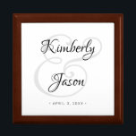 Boîte À Souvenirs DIY His & Her Script Names, Black & Grey Wedding<br><div class="desc">His and her names in beautiful black and grey script lettering and date for an elegant design on white background. Click "Customize" to change colors and type styles.</div>