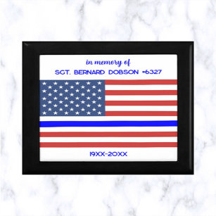 Boîte À Souvenirs Editable USA Flag Mince Blue Line Police Officer