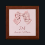Boîte À Souvenirs élégant arc rose monogramme personnalisé girly<br><div class="desc">élégant arc rose monogramme personnalisé girly boîte cadeau</div>