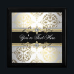 Boîte À Souvenirs Élégant Bijou noir Damas Keepsaké boîte cadeau<br><div class="desc">Boîte cadeau en damas noir. Boîtes cadeaux en or noir. Élégantes boîtes cadeaux noires. Boîtes cadeau en or damassé noir. Boîte à bijoux en or noir. Ajoutez vos détails à l'avant en cliquant simplement sur le bouton "Customisez-le !" pour commencer à ajouter les détails de votre événement, le style de...</div>