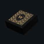 Boîte À Souvenirs Elégant Motif de luxe Black Gold Leaf<br><div class="desc">Donnez à votre être aimé une touche de classe avec cette élégante feuille d'or et monogramme noir. Ce produit est doté d'un joli motif en feuille d'or à l'allure vintage. Personnalisez avec la lettre monogramme de votre choix. C'est une boîte cadeau parfaite pour mettre vos souvenirs précieux.</div>