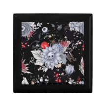 Élégant Rose crâne Argent Joyaux en bois Keepsaké