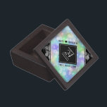 Boîte À Souvenirs Élégante 24e anniversaire du Mariage Opal<br><div class="desc">Célébrez le 24e anniversaire du mariage opal avec cette boîte à souvenir élégante! Un élégant lettrage noir et blanc avec des confettis hexagonaux sur un arrière - plan opal iridescent ajoute une touche mémorable pour cette occasion spéciale et un jalon extraordinaire. Personnalisez avec les noms et les dates du mariage...</div>