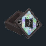 Boîte À Souvenirs Élégante 34e anniversaire du Mariage Opal<br><div class="desc">Célébrez le 34e anniversaire du mariage opal avec cette boîte à souvenir élégante! Un élégant lettrage noir et blanc avec des confettis hexagonaux sur un arrière - plan opal iridescent ajoute une touche mémorable pour cette occasion spéciale et un jalon extraordinaire. Personnalisez avec les noms et les dates du mariage...</div>