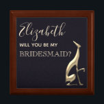Boîte À Souvenirs Elégante boîte de proposition de femme de chambre<br><div class="desc">Simple,  moderne,  élégant,  chic noir boîte de proposition Bridesmaid avec une silhouette unique faux or gris chien - symbole de l'amour et de la dévotion sans fin.</div>