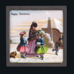 Boîte À Souvenirs Famille Christmas<br><div class="desc">Illustration de la carte de voeux de Noël Vintage..</div>