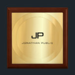 Boîte À Souvenirs Faux Gold Elegant Monogramme Modèle Moderne<br><div class="desc">Faux Gold Elegant Monogramme Modèle Moderne Grande Bijouterie Boîte Cadeau.</div>