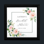 Boîte À Souvenirs Fête de l'mariée en bois de  à fleurs roses<br><div class="desc">Cette boîte de garde en bois de la douche nuptiale présente des fleurs d'aquarelle peintes dans un feuillage rose,  blanc et vert avec un cadre carré. Pour une personnalisation plus avancée de ce design,  veuillez cliquer sur le lien "Customiser plus loin".</div>