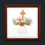 Boîte À Souvenirs Filles Première Sainte Communion Personnalisée Ros<br><div class="desc">Ces premières boîtes de communion sacrées sont parfaites pour les filles qui célèbrent ce sacrement. Parfait pour stocker des rosaires ou des cartes de prière.</div>