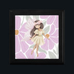 Boîte À Souvenirs Fleurs de fées Filles<br><div class="desc">Une fée magique sur fond de carreaux en céramique fleurie devant la chambre d'une jeune fille. Un endroit pour stocker ses bijoux et ses trésors.</div>