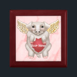 Boîte À Souvenirs Flying Pig Love<br><div class="desc">Flying Pig Love Cadeau Box, Flying Pig Valentine Coeur vêtement, T-shirts Coeur, cadeaux de Saint-Valentin par ArtMuvz Illustration.POUR PERSONNALISER ajoutez votre nom, ou ajoutez du texte à la place. Funny Flying Pig Valentine Coeur t-shirt, vêtements et cadeaux, sac fourre-tout, tasse, cadeaux de Saint-Valentin. Cravate romantique unique, classeur de coeur, casquette,...</div>