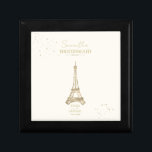 Boîte À Souvenirs Français Romance Wedding Party Membre Blush ID870<br><div class="desc">Un arrière - plan d'aquarelle aux teintes douces d'or ivoire se marie à la tour Eiffel en feuille d'or faux et à une police de signature frappante pour donner à ces boîtes cadeaux mariages un attrait de pays français. Que vous planifiez un mariage de destination en France ou une célébration...</div>