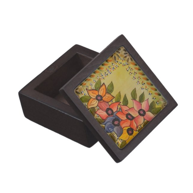 Boîte À Souvenirs Frida Kahlo Flore Peinte (Ouvert)