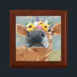 Boîte À Souvenirs Fun de ferme - Vache avec couronne de fleurs<br><div class="desc">Farm Fun II par Jade Reynolds. Comprend une vache brune portant une couronne de fleurs.</div>