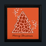 Boîte À Souvenirs Girafe orange sapin de Noël<br><div class="desc">Belle,  lumineuse,  motif moderne avec arbre de Noël poster de animal à Orange et étoiles. Un cadeau de Noël mignon,  féminin et tendance. Personnalisez-le avec votre propre texte/ message/ nom.</div>