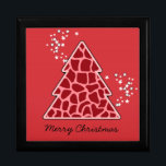 Boîte À Souvenirs Girafe rouge sapin de Noël<br><div class="desc">Belle,  lumineuse,  motif moderne avec arbre de Noël poster de animal en Rouge et étoiles. Un cadeau de Noël mignon,  féminin et tendance. Personnalisez-le avec votre propre texte/ message/ nom.</div>