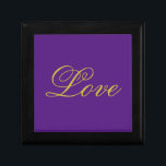 Boîte À Souvenirs Gold Color Script Love Royal Purple Calligraphy<br><div class="desc">Vous pouvez facilement changer les polices et les couleurs. Vous pouvez également ajouter votre logo et l'image arrière - plan comme vous le souhaitez.</div>