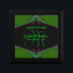 Boîte À Souvenirs Gorgeous Green Fractal Lace Anniversary Gift Box<br><div class="desc">Unique and Stylish fractal lace borders gorgeous green, purple, deep red with black centre - Exquisite and elegant custom Wedding, Anniversary or engagement present. Personalize with names, anniversary date and monogram or numbers - made into a wonderful wooden gift box to keep trinkets, jewellery box for your special keepsakes. Makes...</div>
