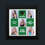 Boîte À Souvenirs Green Graduate 5 photo Collage personnalisé Gradua<br><div class="desc">Une boîte cadeau de collage de collage de photo classique personnalisée pour un baccalauréat avec carrés verts classique pour un baccalauréat avec la classe de 2025. Customisez avec vos portraits, votre nom d'école et votre diplôme pour un grand cadeau personnalisé. Il dispose d'un modèle de 5 photos séparées par des...</div>