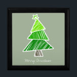 Boîte À Souvenirs Green Sketchy Christmas Tree boîte cadeau<br><div class="desc">Joli motif coloré avec des arbres de noël griffés. Un cadeau de Noël parfait.</div>