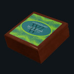 Boîte À Souvenirs Green Teal Eternal Anniversary Gift Box<br><div class="desc">Unique and Stylish keepsake, gift box with wavy pattern in vibrant green and teal colours - Exquisite and elegant custom Anniversary, Wedding or engagement present. Personalize with names, anniversary date and monogram or numbers - made into a wonderful wooden gift box to keep trinkets, jewellery box for your special keepsakes....</div>