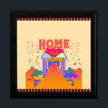 Boîte À Souvenirs Home Sweet Home Beige<br><div class="desc">Taille : Grand Carré de 7, 125 po avec tuile de 6 po Tenez vos objets de valeur dans cette belle boîte de conservation. Boite en bois laqué couleur chêne doré, noire ébène, vert émeraude ou` acajou rouge. Son revêtement intérieur protège vos bijoux et objets de collection. Dimensions : Boîte...</div>