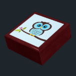 Boîte À Souvenirs Illustration de la Chouette bleue<br><div class="desc">La boîte de conservation personnalisée présente une belle illustration vectorielle d'un hibou perché sur une branche d'arbre.</div>