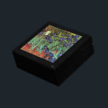 Boîte À Souvenirs Irises de Vincent van Gogh, Jardin Vintage<br><div class="desc">Irises (1889) de Vincent van Gogh est une peinture vintage à fleurs de paysage de post impressionnisme d'art, représentant un jardin aux iris à barbe violet poussant par des pavots orange. Une seule fleur d'iris blanc fleurit au bord. À propos de l'artiste : Vincent Willem van Gogh (1853-1890) fut l'un...</div>