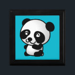Boîte À Souvenirs Joli ours de panda blanc et noir<br><div class="desc">Une illustration mignonne et adorable d'un ours en panda noir et blanc assis et regardant heureux,  amical et aimable. Arrière - plan bleu turquoise.</div>