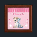 Boîte À Souvenirs Jolie léopard étoiles ajouter nom gardien rose<br><div class="desc">Garder boîte cadeau pour les enfants. Personnalisez avec un nom. Doté d'un mignon léopard,  de pois et d'étoiles aux couleurs rose et blanc.</div>