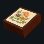 Boîte À Souvenirs Joyeux champignons avec nom personnalisé<br><div class="desc">Un design amusant avec des champignons funky. Un design à revers avec des teintes vert avocat,  marron et orange.</div>