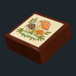 Boîte À Souvenirs Joyeux champignons avec nom personnalisé<br><div class="desc">Un design amusant avec des champignons funky. Un design à revers avec des teintes vert avocat,  marron et orange.</div>