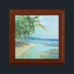 Boîte À Souvenirs Lagon Côtier Bleu<br><div class="desc">"Blue Coastal Lagoon" de Suzanne Wilkins. Il dispose d'une plage sereine avec des arbres tropicaux.</div>