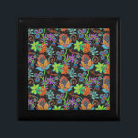 Boîte À Souvenirs Les perles de verre coloré semblent Retro Floral D<br><div class="desc">D'élégantes perles de verre colorées sont décorées dans un style rétro et floral. Il s'agit d'une image/graphique de perle de verre.</div>
