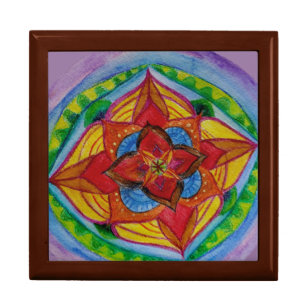 Boîte À Souvenirs Mandala peint à la main boîte cadeau en carreaux, 