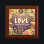 Boîte À Souvenirs Mariage Automne Érable Feuille Citrouille Tourneso<br><div class="desc">Modèles Cadeaux Mariages modernes - Élégants Feuilles d'érable d'automne,  Citrouilles et tournesols Fleurs d'aquarelle sur Arrière - plan de bois rustique. Un design parfait pour votre grand jour. Tous les styles de texte,  couleurs,  tailles peuvent être modifiés selon vos besoins !</div>
