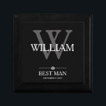 Boîte À Souvenirs Mariage Best Man Cadeau personnalisé Nom Cool élég<br><div class="desc">Mariage Best Man Cadeau Monogramme Script Customisé Nom Élégant Cool Keepsaké Boîte cadeau. Cliquez sur personnaliser ce modèle pour le customiser avec le nom de famille monogramme initial, prénom et date rapidement et facilement. Objets cadeau Best Man dans Best Man Collections dans ce magasin. Navires Mondiaux Rapides. Mariage Best Man...</div>