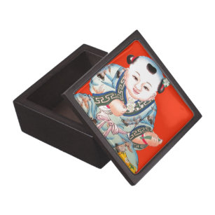 Boîte À Souvenirs Mignonne Chinois rire bon bouddha de chance sur ro