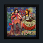 Boîte À Souvenirs Mona Lisa Romantic Funny Art coloré<br><div class="desc">Cette merveilleuse invitation prend des éléments de la Mona Lisa et de Van Gogh's Starry nuit pour faire un thème mariage exceptionnellement unique et fantasque stationnaire pour une invitation, merci, numéro de table, et plus encore! Mona Lisa - Cette image présente la Mona Lisa avec son homme, dansant dans la...</div>