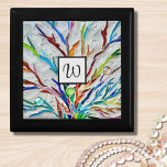 Boîte À Souvenirs Monogramme Botanique<br><div class="desc">Cette charmante boîte cadeau est décorée d'une mosaïque botanique colorée et d'un élégant monogramme. Facile à personnaliser. Fait un cadeau unique. Mosaïque originale © Michele Davies.</div>