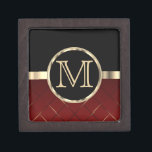 Boîte À Souvenirs Monogramme exécutif | Noir et rouge<br><div class="desc">Gardez La Boîte Cadeau. Boîte cadeau pour vous de personnaliser. 📌 Si vous avez besoin d'une personnalisation plus poussée, cliquez sur le bouton "Cliquez pour Customiser plus loin" ou "Customiser ou modifier la conception" et utilisez notre outil de conception pour redimensionner, faire pivoter, modifier la couleur du texte, ajouter du...</div>